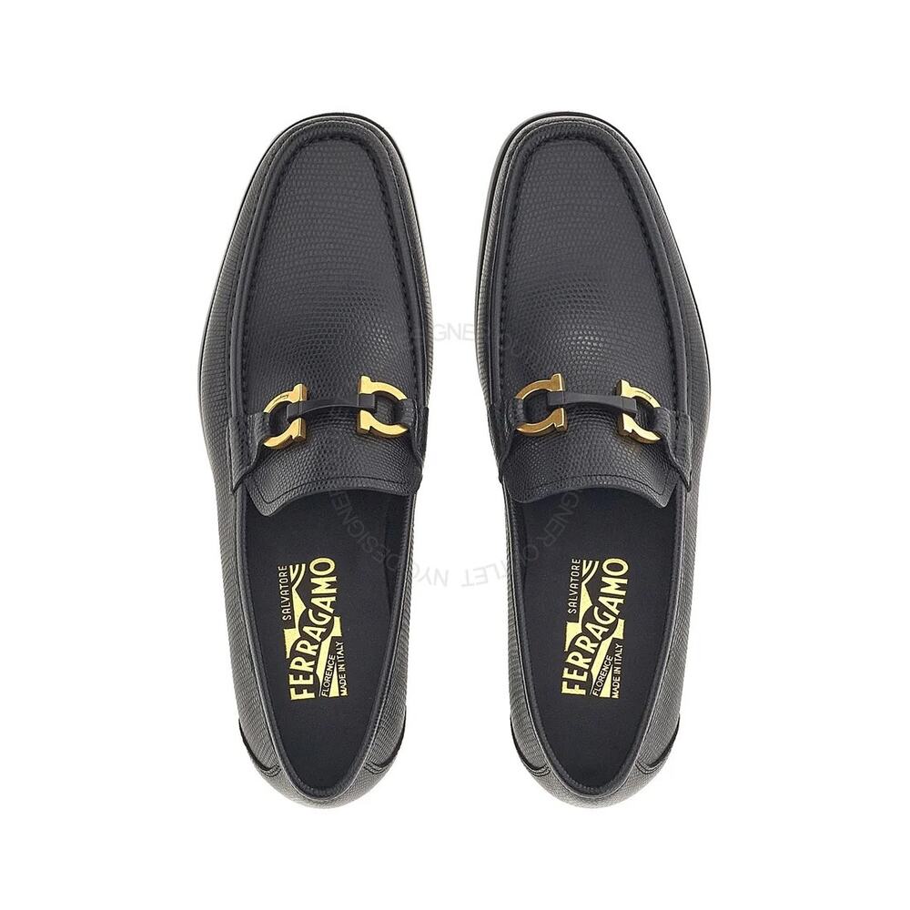 NWB Ferragamo Grandioso Moccasins Black Mens Size 5.5